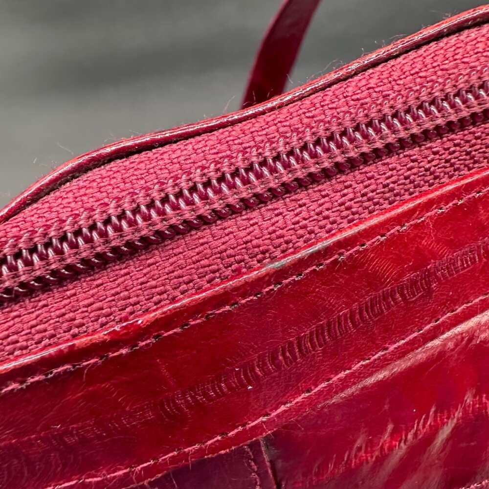 Vintage Red Purse Eel Skin Shoulder Bag Lee Sands Korea 1970s Retro Fashion - Picture 12 of 15